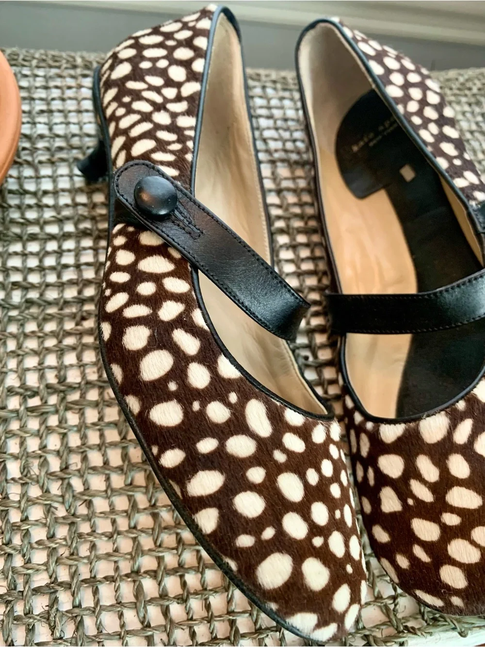 kate spade New York Spotted Calf Hair Mary Jane Heels
